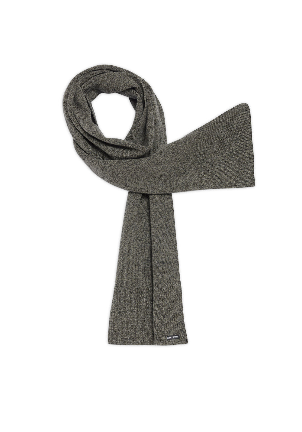 BREAUTE Oversized Wool Scarf (GRAY / OLIVE GREEN)