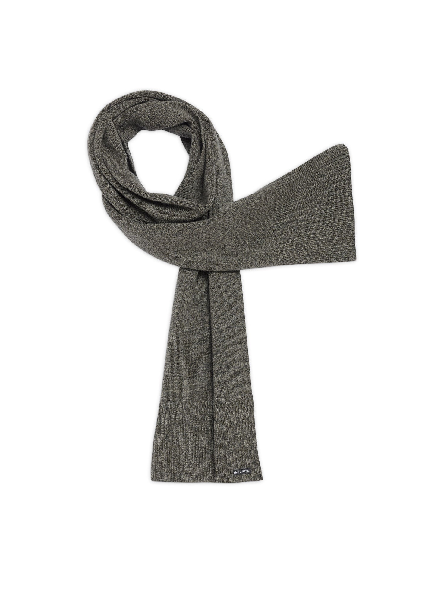 BREAUTE Oversized Wool Scarf (GRAY / OLIVE GREEN)