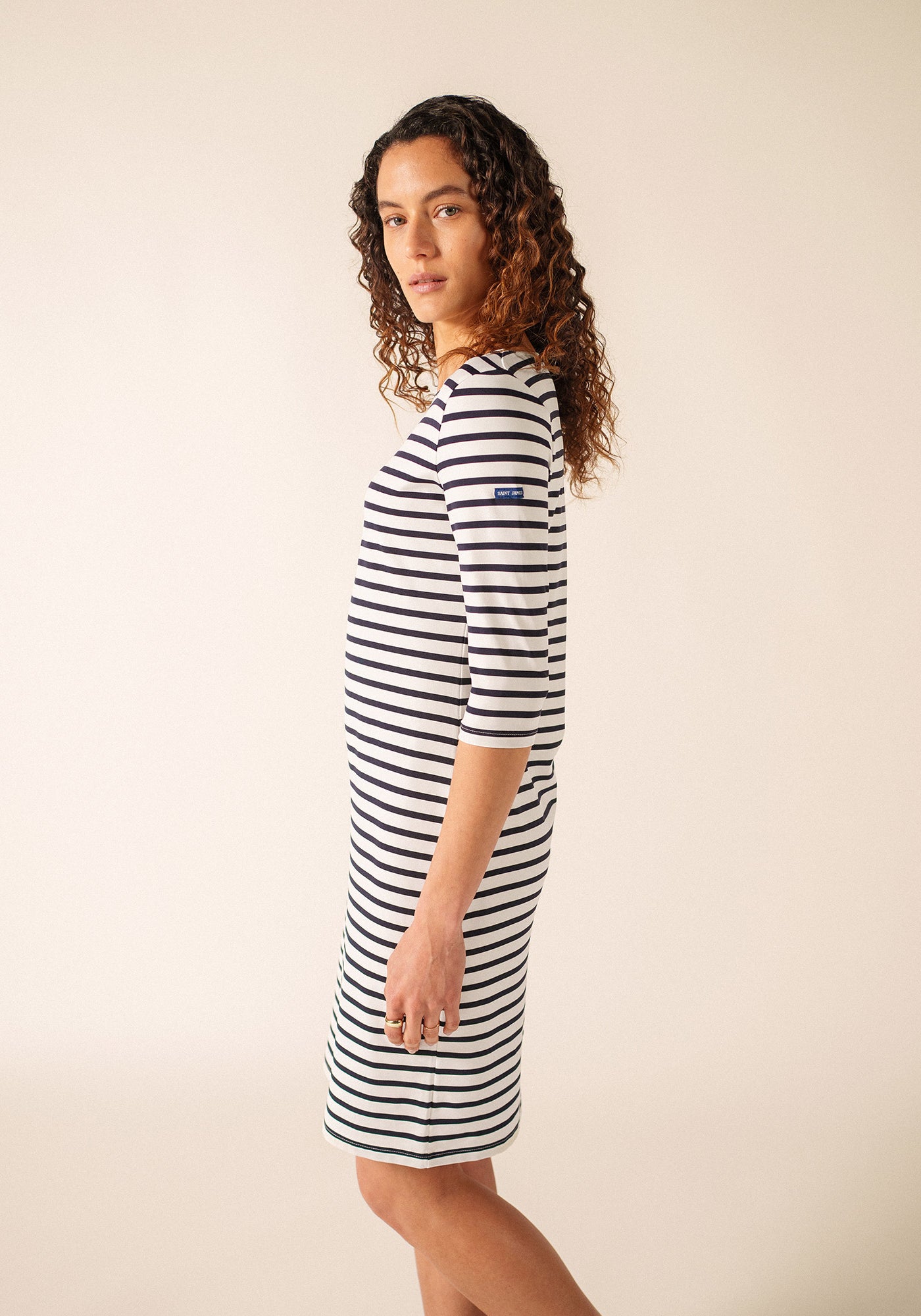 Breton Stripe Form Fitting Dress | Propriano II | Anti-UV | Saint James White / NAVY / 16 Breton Stripe Form Fitting Dress | Propriano II | Anti-UV | Saint James White / NAVY / 16