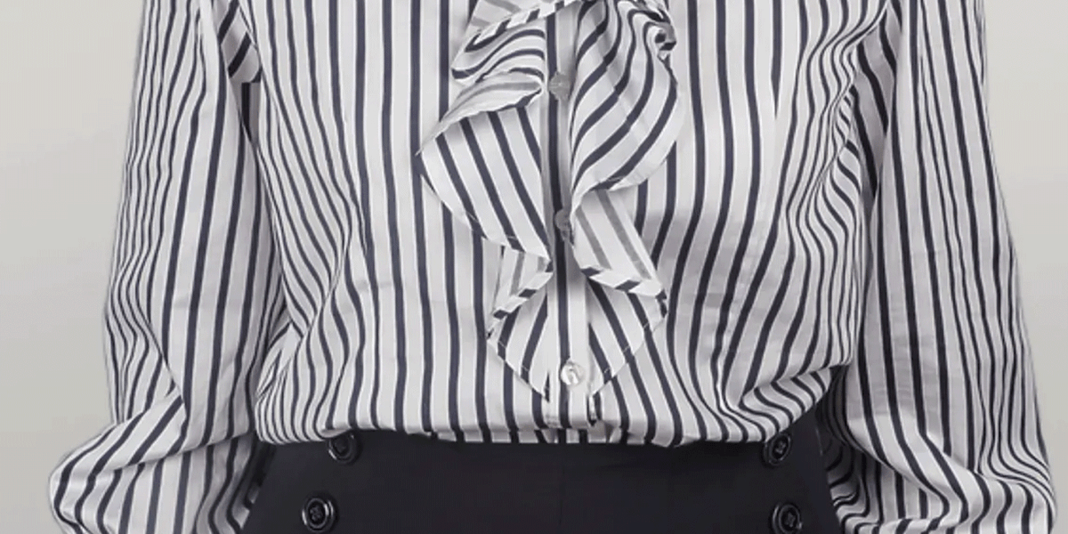 BELLE AMOUR - Striped Blouse With Jabot Collar by Ma Reine | 100% ...