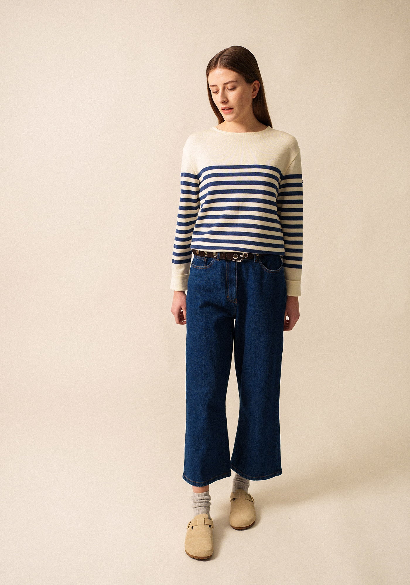 Ecrins Striped Sweater (IVORY / DENIM BLUE)