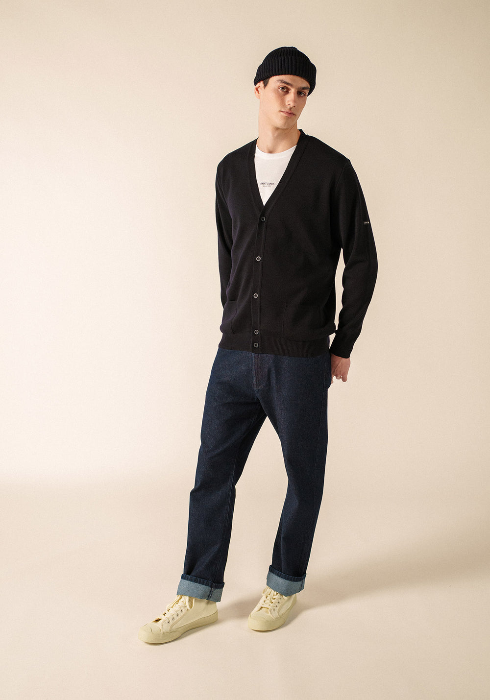 Guingamp II soft merino wool cardigan (NAVY)