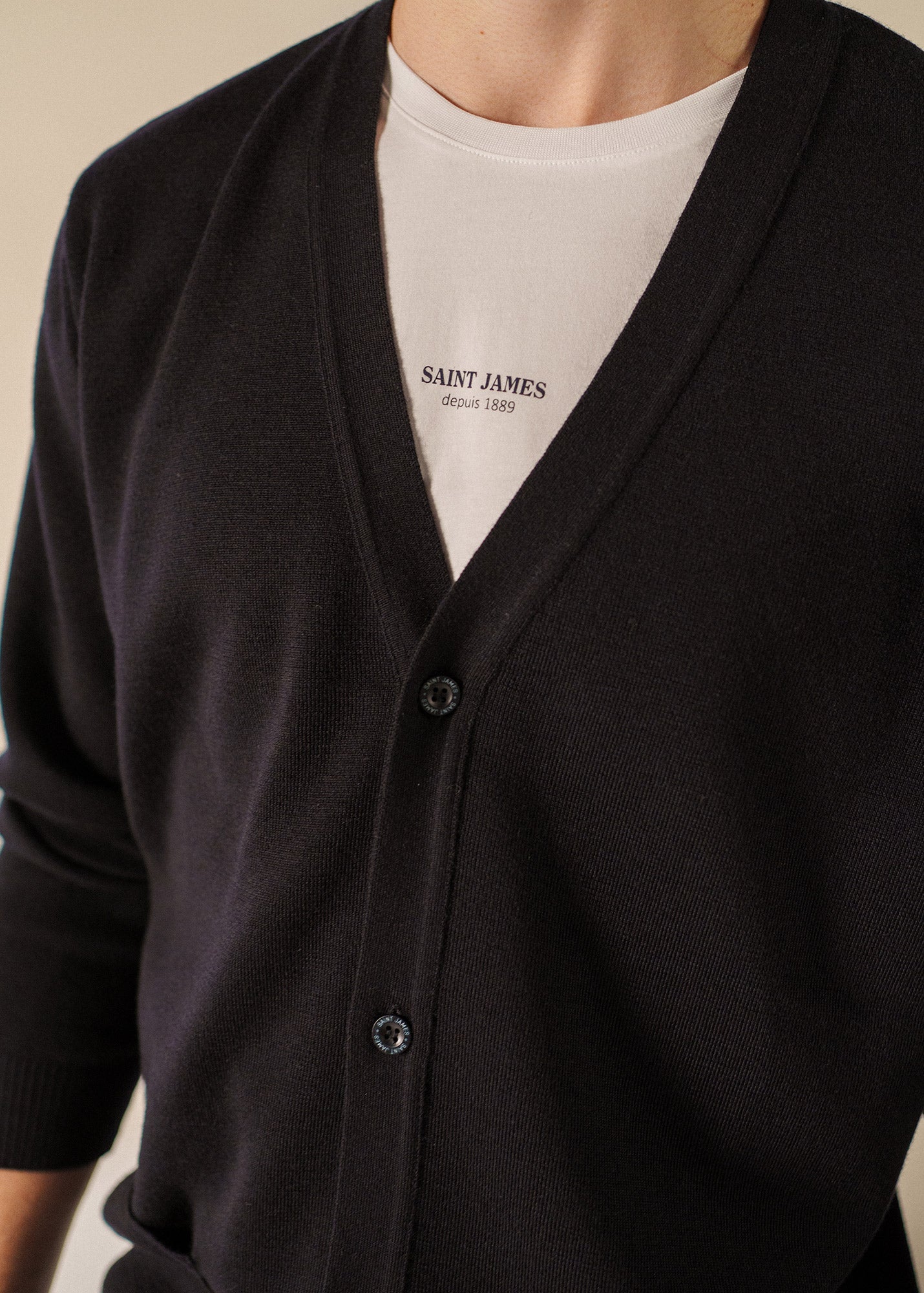 Men's Cardigan - Guingamp - Merino Wool Button Up Navy • Saint