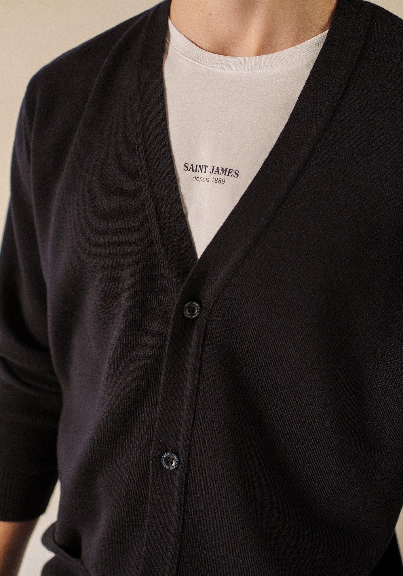 GUINGAMP II soft merino wool cardigan (NAVY)