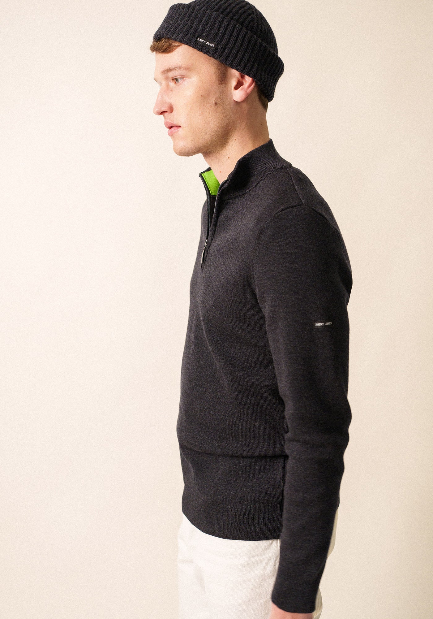 Crossley II  Wool Sweater (CHARCOAL / NEON GREEN)