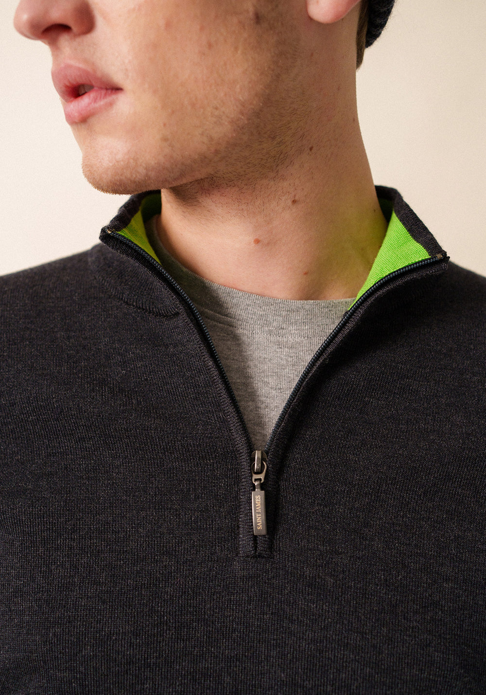 Crossley II  Wool Sweater (CHARCOAL / NEON GREEN)