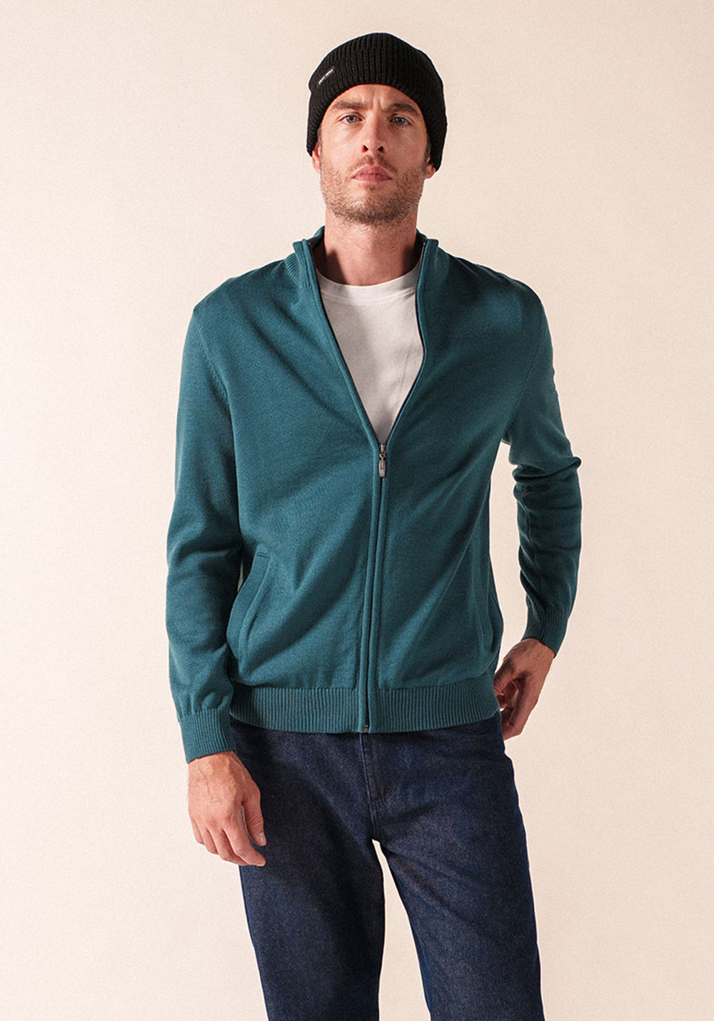 COLORADO II - Wool Zip Jacket For Men (COASTAL BLUE / NAVY)