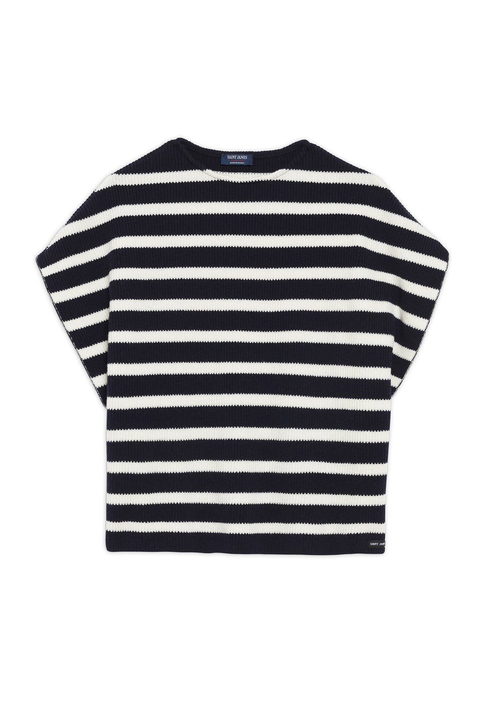 PONCHO Striped Wool Poncho (NAVY / IVORY)