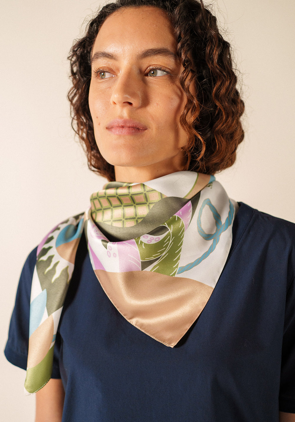 Seabed print square scarf (ACCALMIE)