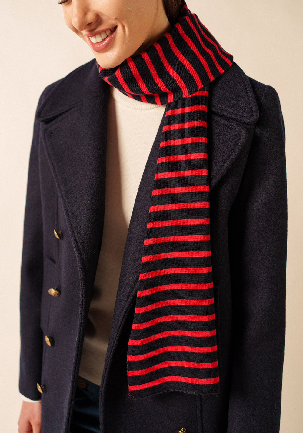 Duguay Striped Wool Scarf (NAVY / RED)