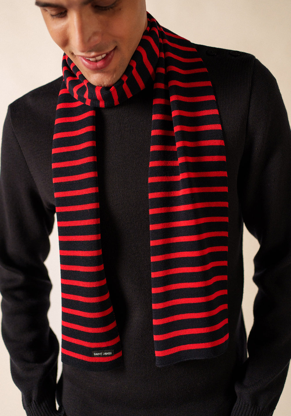 Duguay Striped Wool Scarf (NAVY / RED)