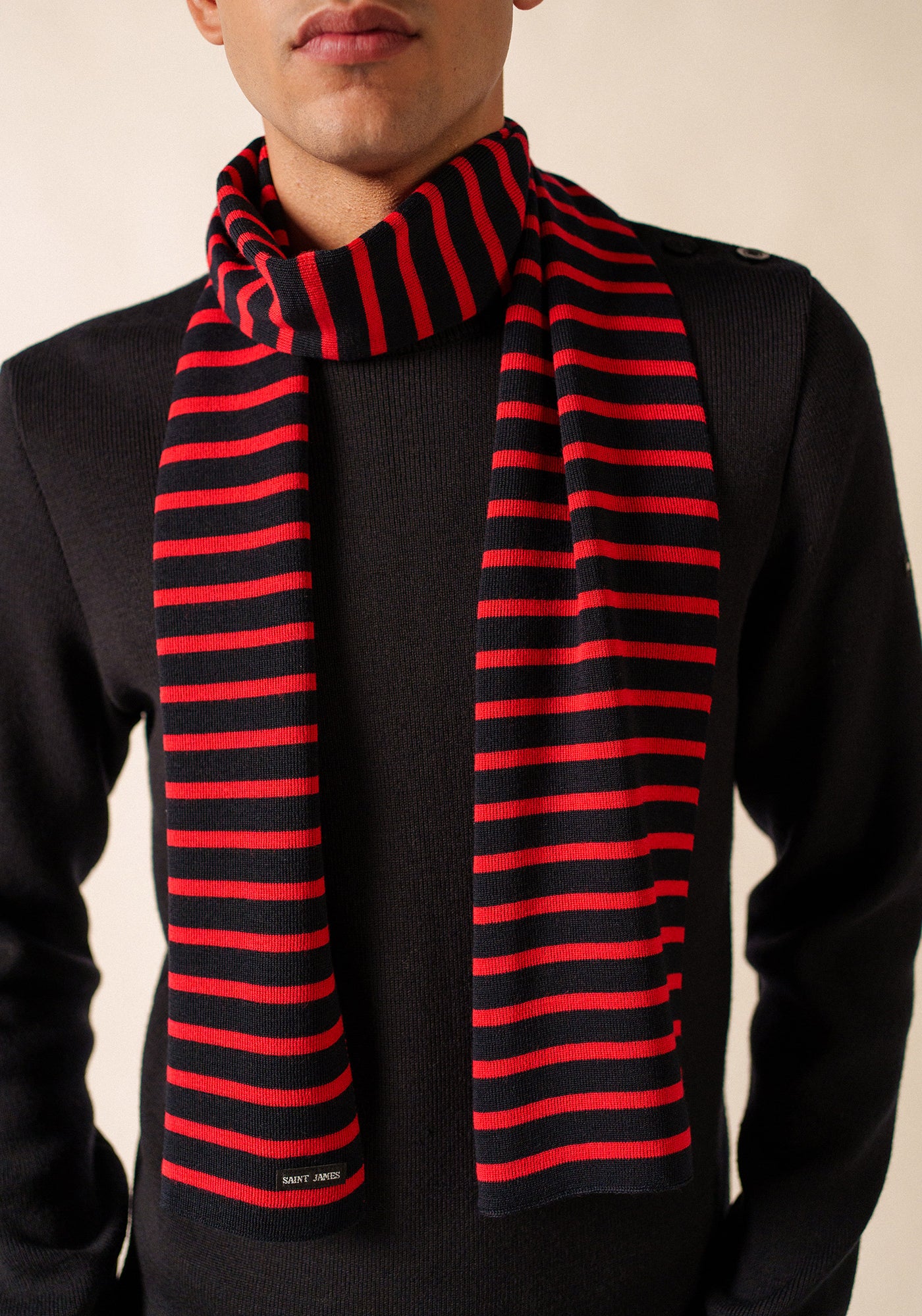 Duguay Striped Wool Scarf (NAVY / RED)