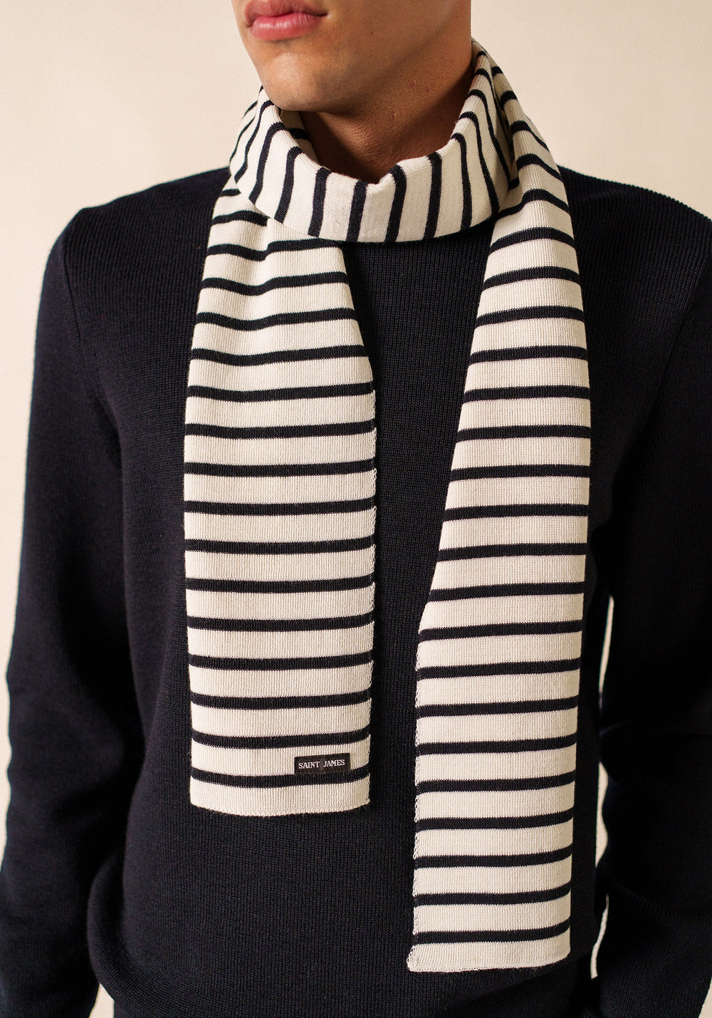 Duguay Striped Wool Scarf (IVORY / NAVY)
