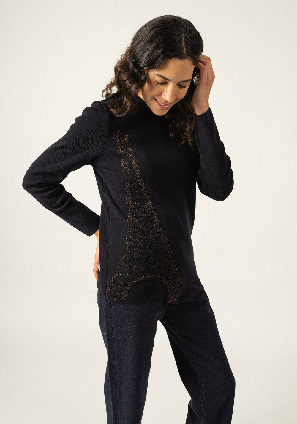 Bregancon Eiffel Breton Sweater (NAVY / BRONZE)