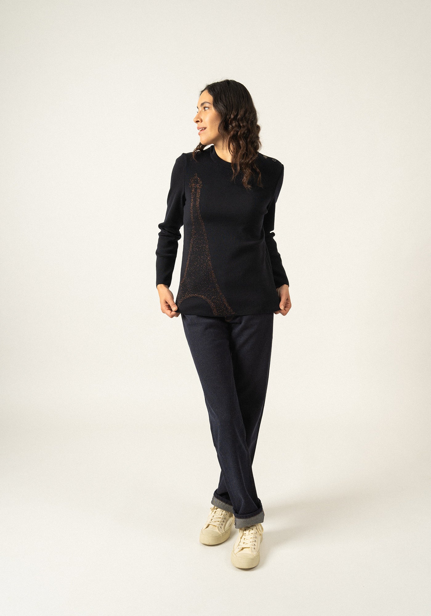 Bregancon Eiffel Breton Sweater (NAVY / BRONZE)