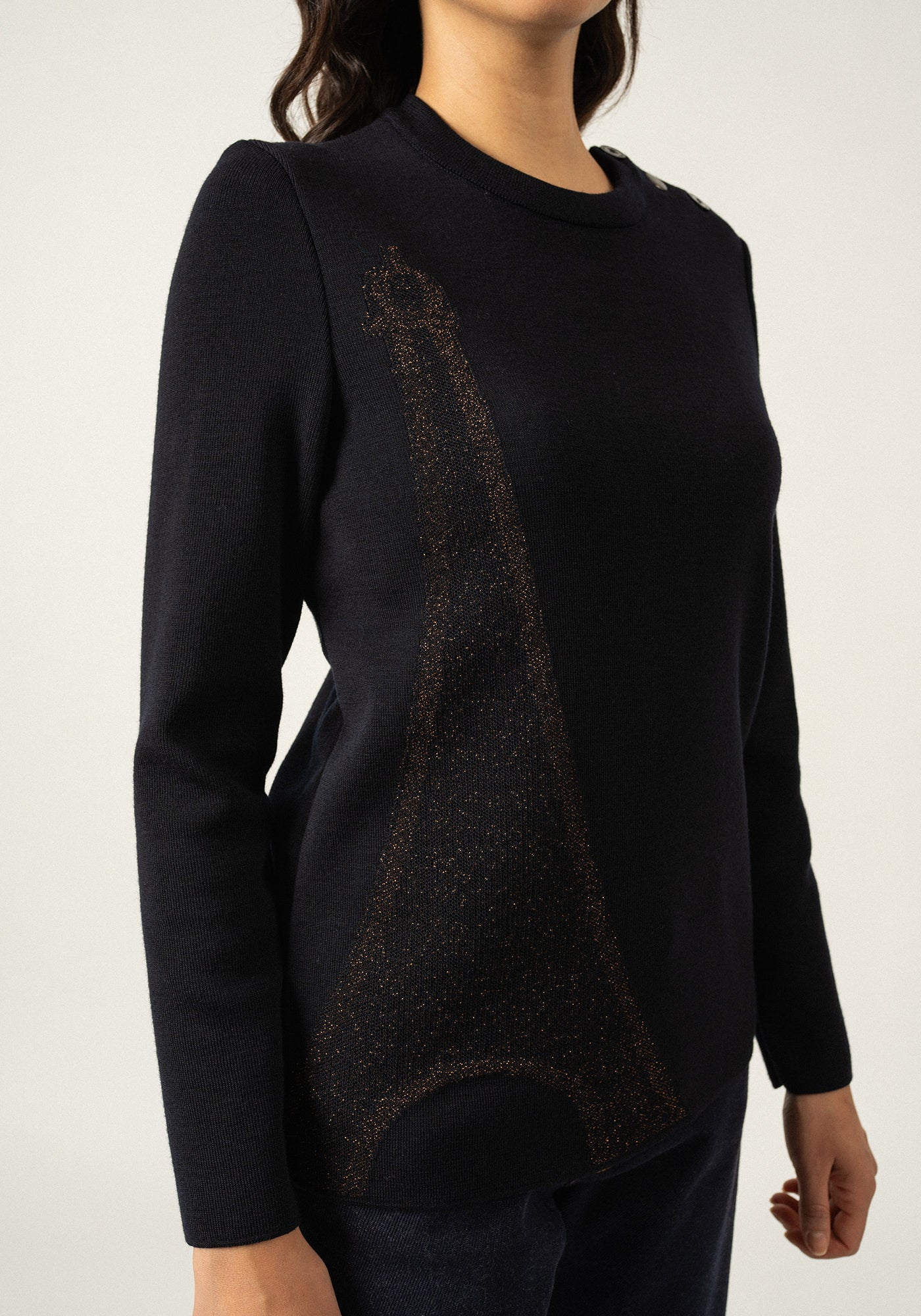 Bregancon Eiffel Breton Sweater (NAVY / BRONZE)