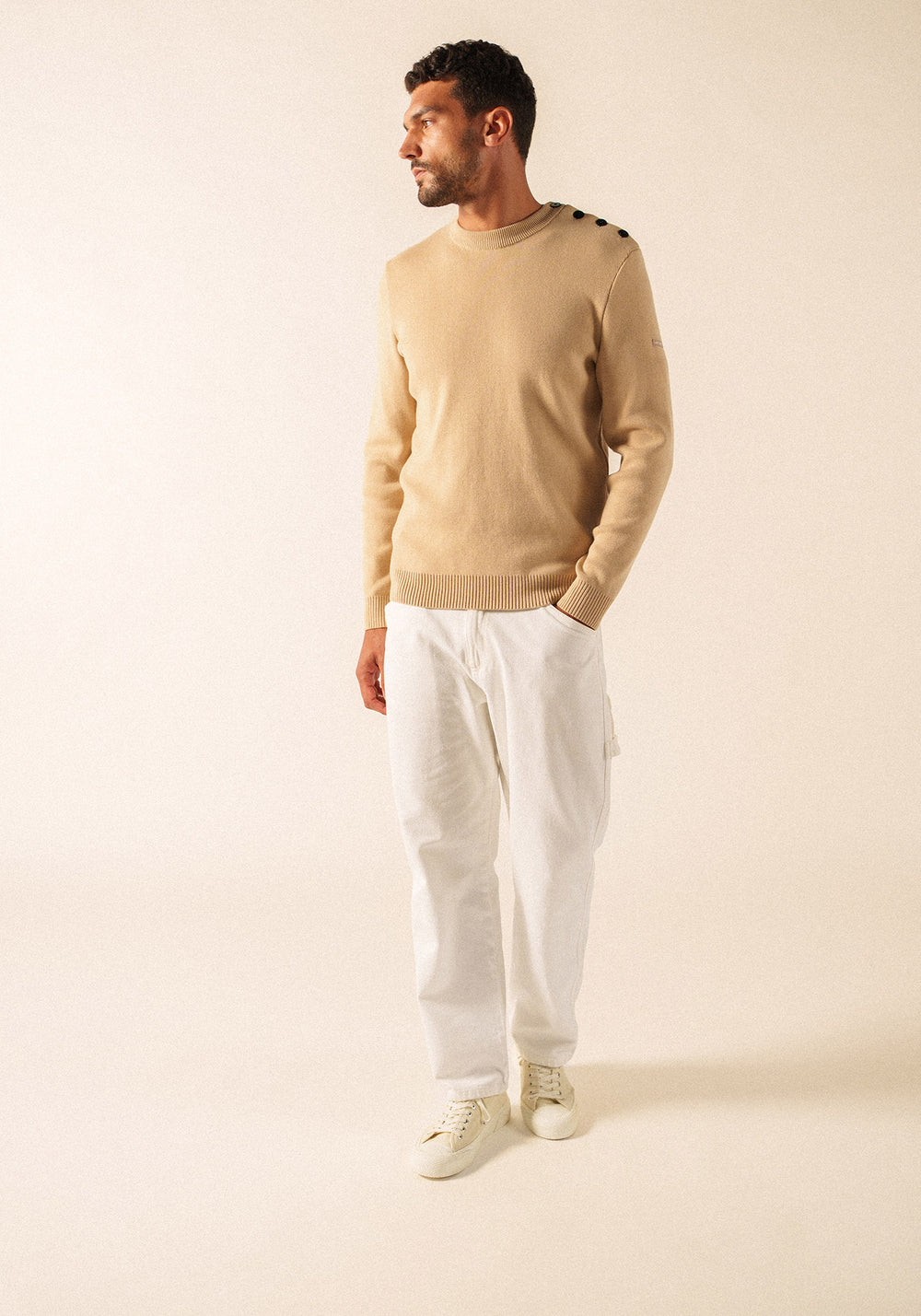 CANCALE cotton Fisherman Sweater  (SAIL CANVAS)