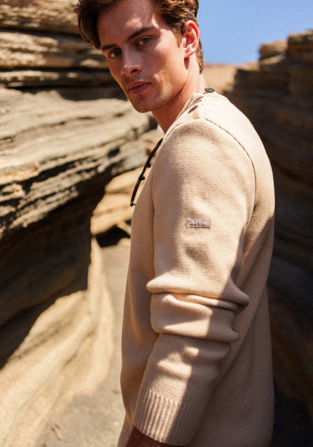 CANCALE cotton Fisherman Sweater  (SAIL CANVAS)