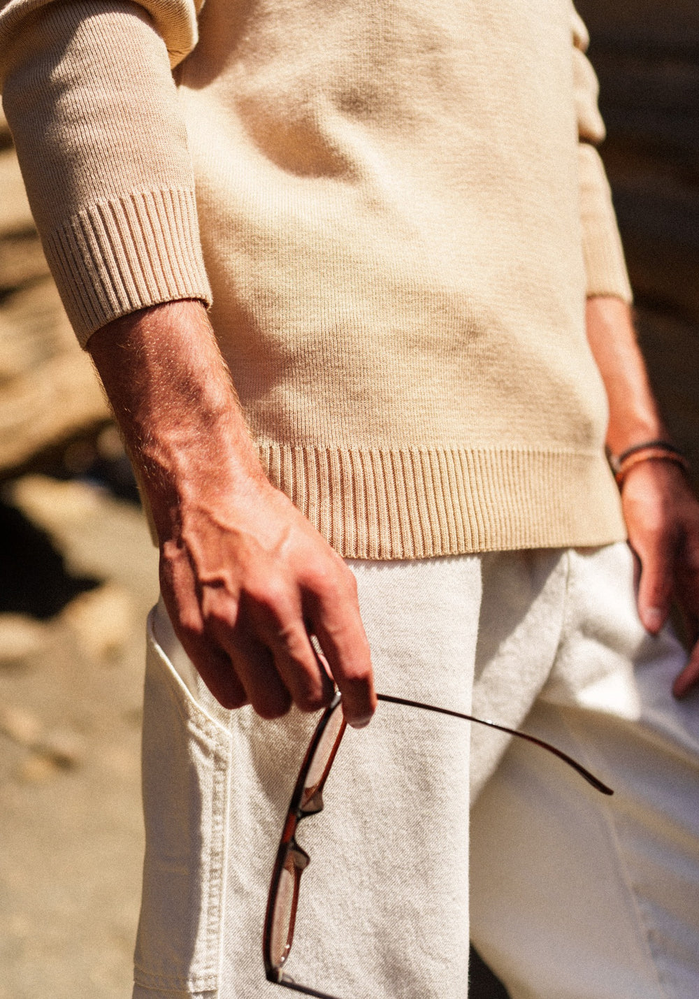 CANCALE cotton Fisherman Sweater  (SAIL CANVAS)