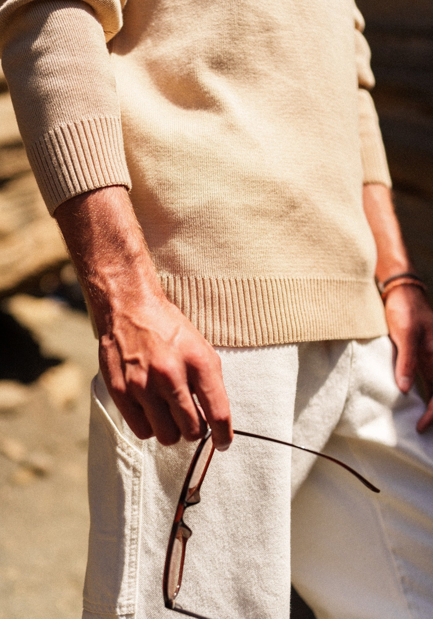 CANCALE cotton Fisherman Sweater  (SAIL CANVAS)