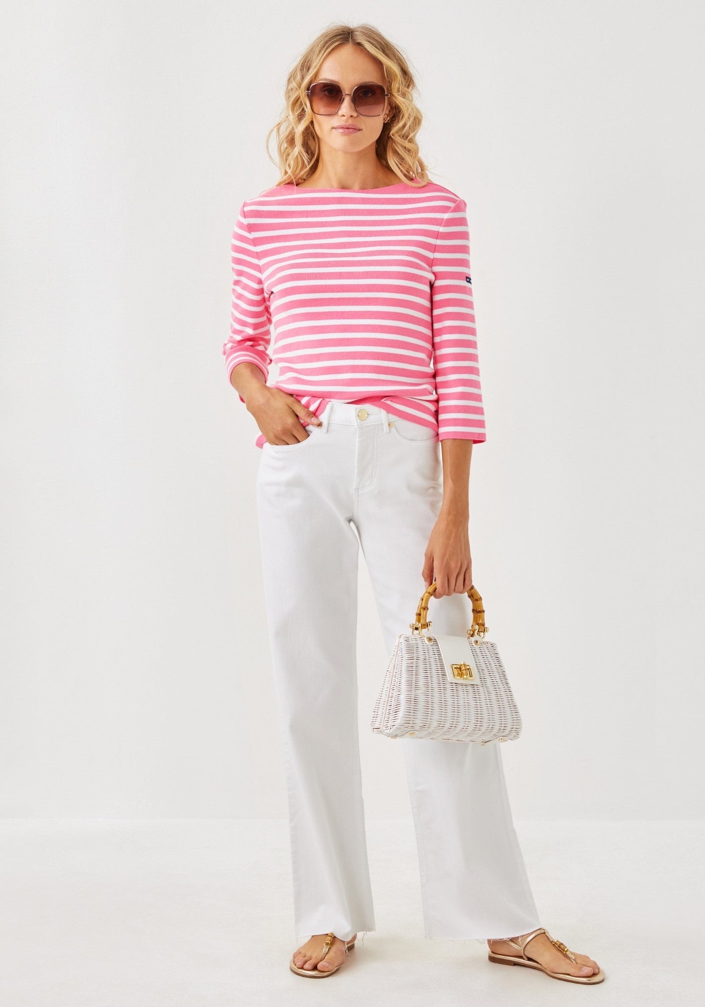 Lilly Pulitzer x VOISSEY - Cotton Sweater with Lilly Logo Embroidery  (NEON PINK / WHITE)