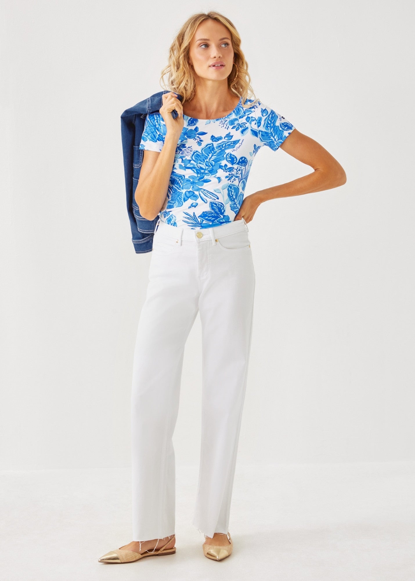 Short-Sleeve Stretch Top - Soleil Azur Blue - Lilly Pulitzer