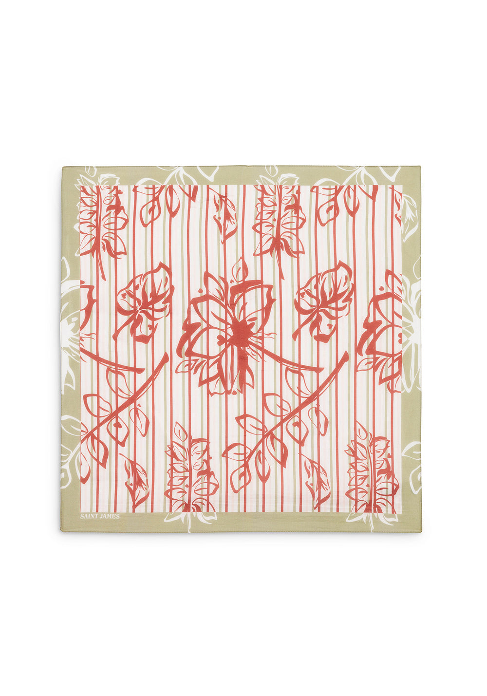 CARRE FLORAL - Square Scarf With Floral Motif (TERRACOTTA / SOFT ALMOND)