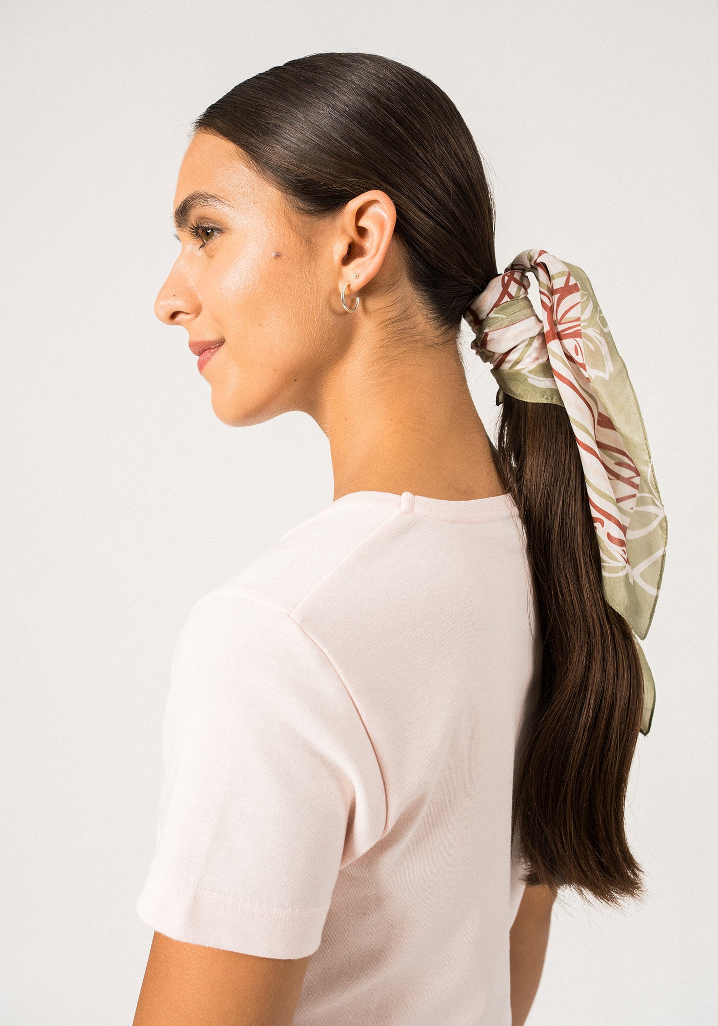 CARRE FLORAL - Square Scarf With Floral Motif (TERRACOTTA / SOFT ALMOND)