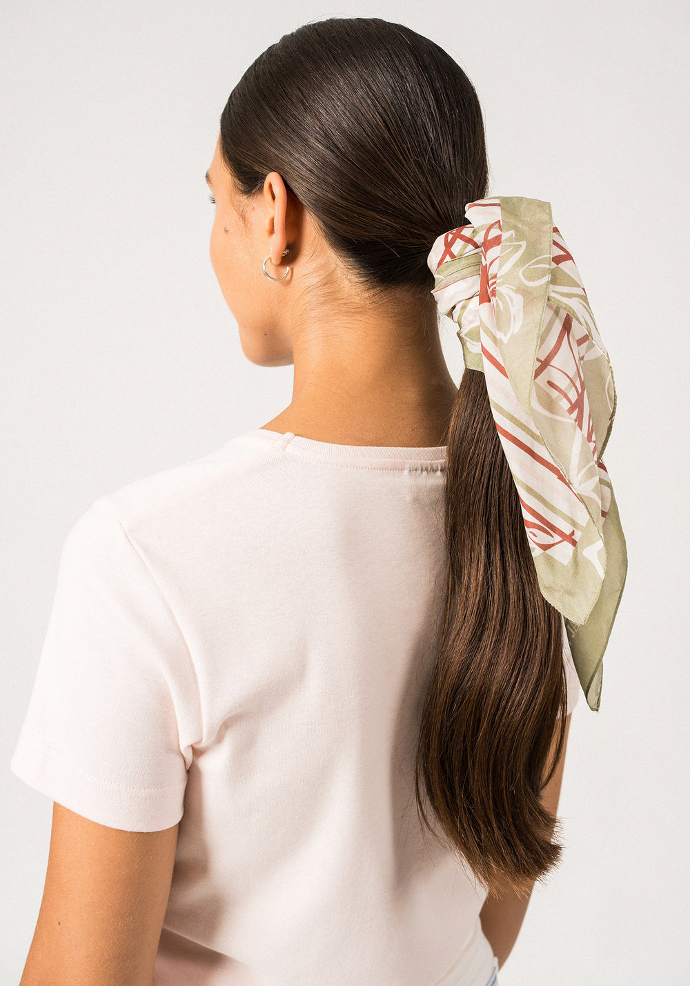 CARRE FLORAL - Square Scarf With Floral Motif (TERRACOTTA / SOFT ALMOND)