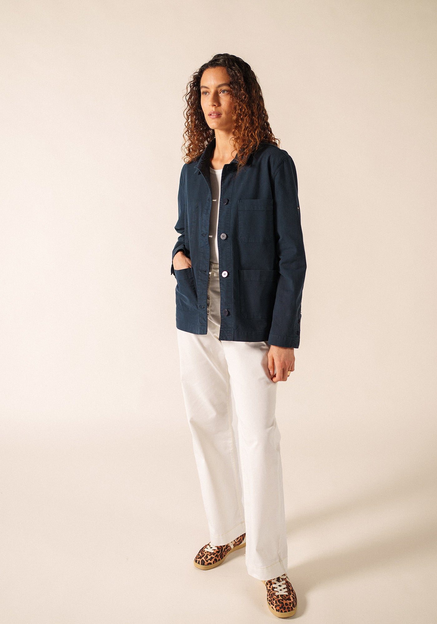 French Chore Jacket for Women | Workwear Cotton Canvas NAVY / 6 French Chore Jacket for Women | Workwear Cotton Canvas NAVY / 6