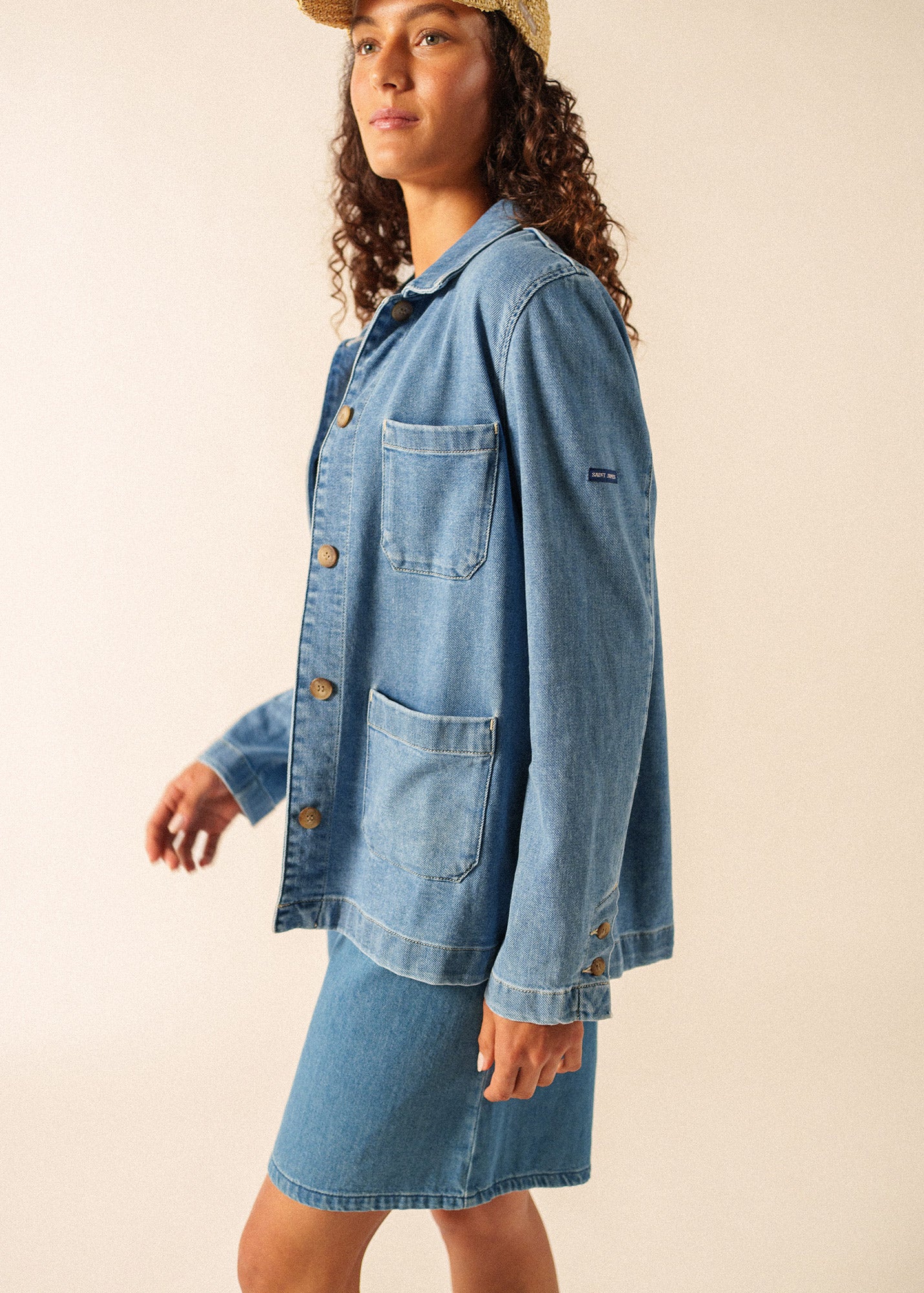 archive coating denim jacket opium 短丈 Women's Chore Coat - Alize - French Workwear Jacket (Navy) • Saint
