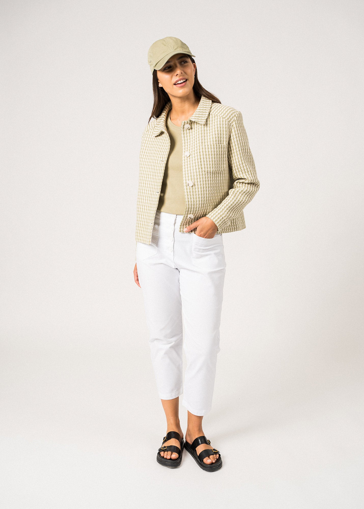 ST ENOLA Tweed Jacket (IVORY / SOFT ALMOND) • Saint James USA
