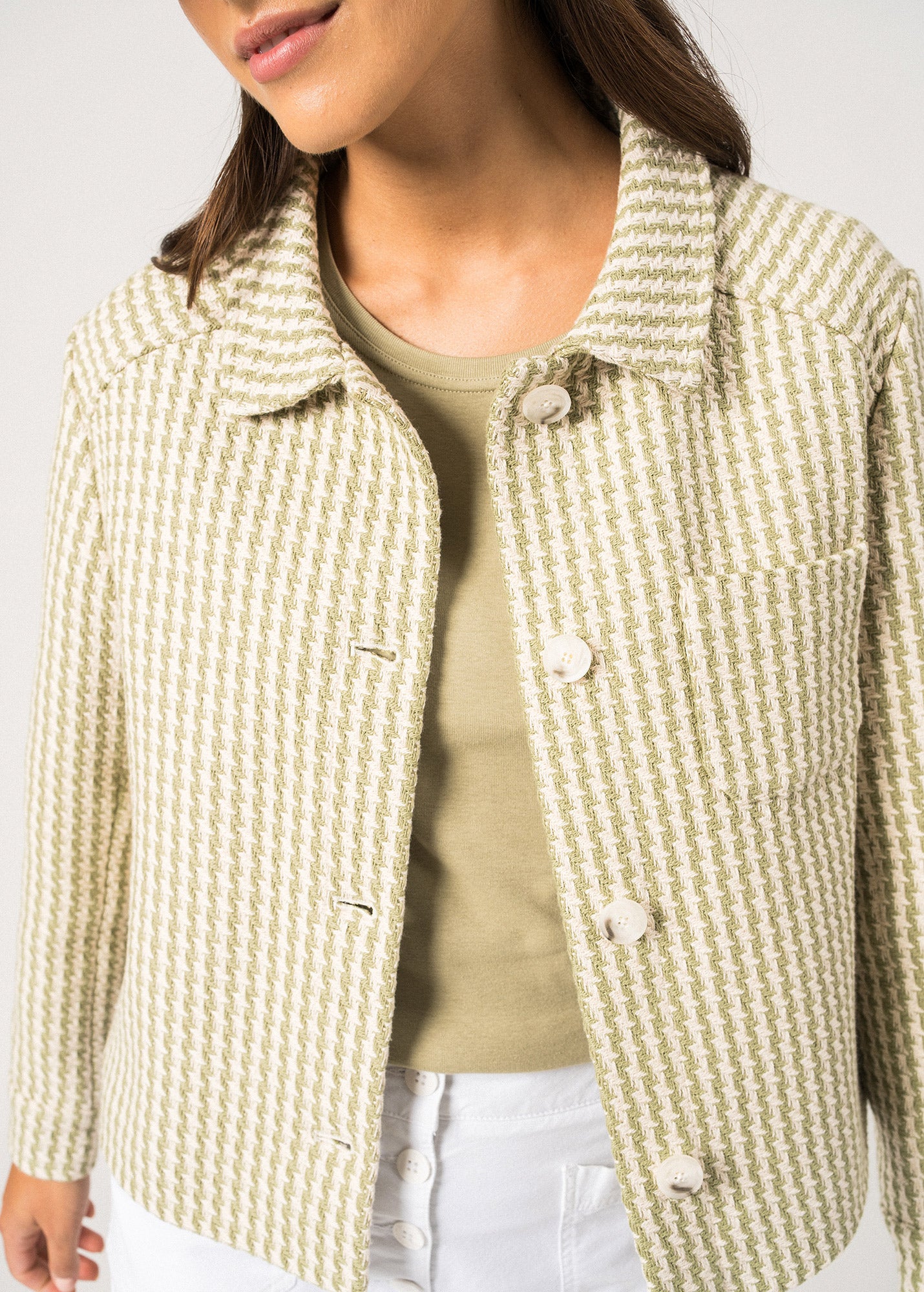 ST ENOLA Tweed Jacket (IVORY / SOFT ALMOND) • Saint James USA