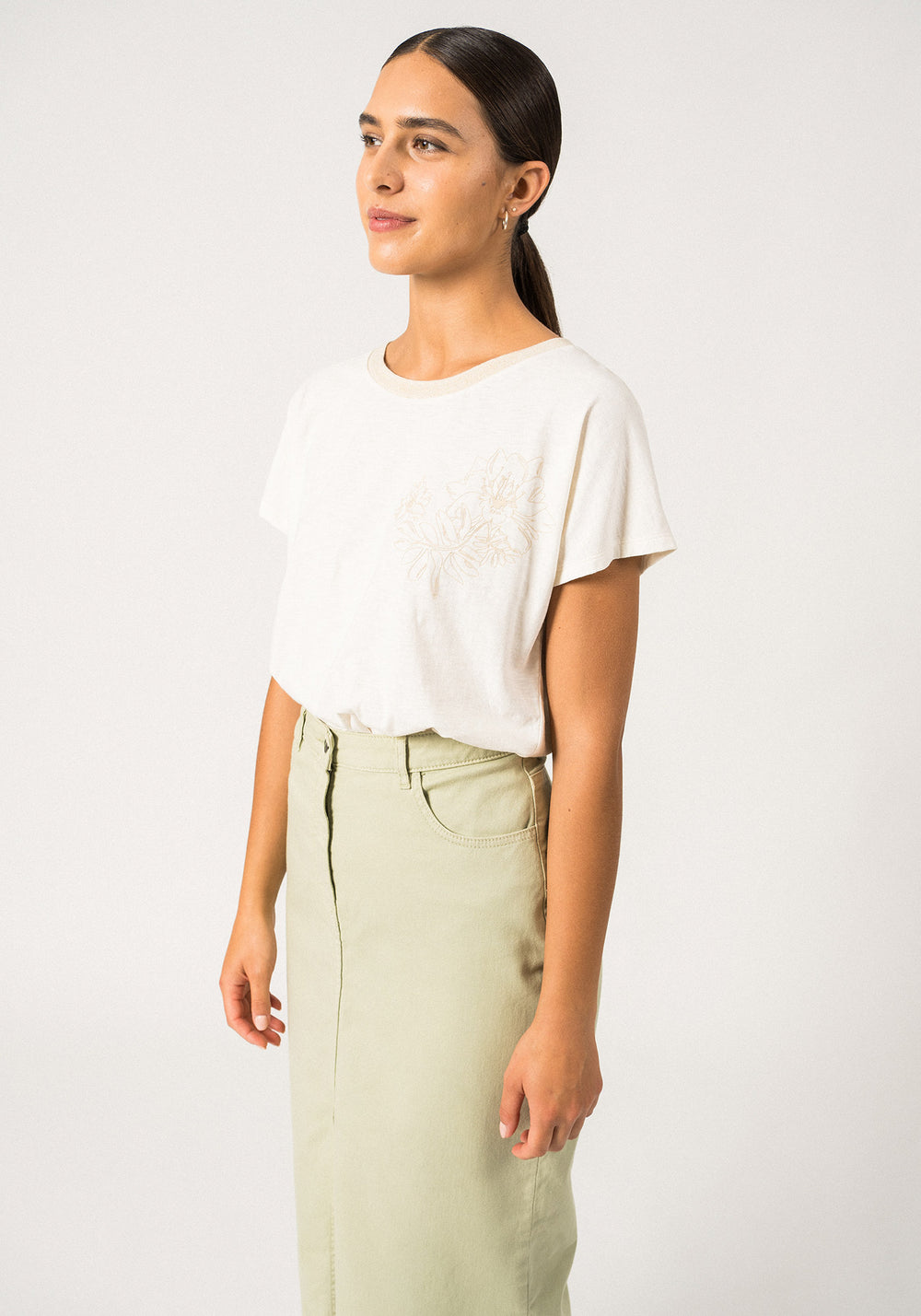 Melie Pima Cotton Tee  (IVORY PROMENADE)