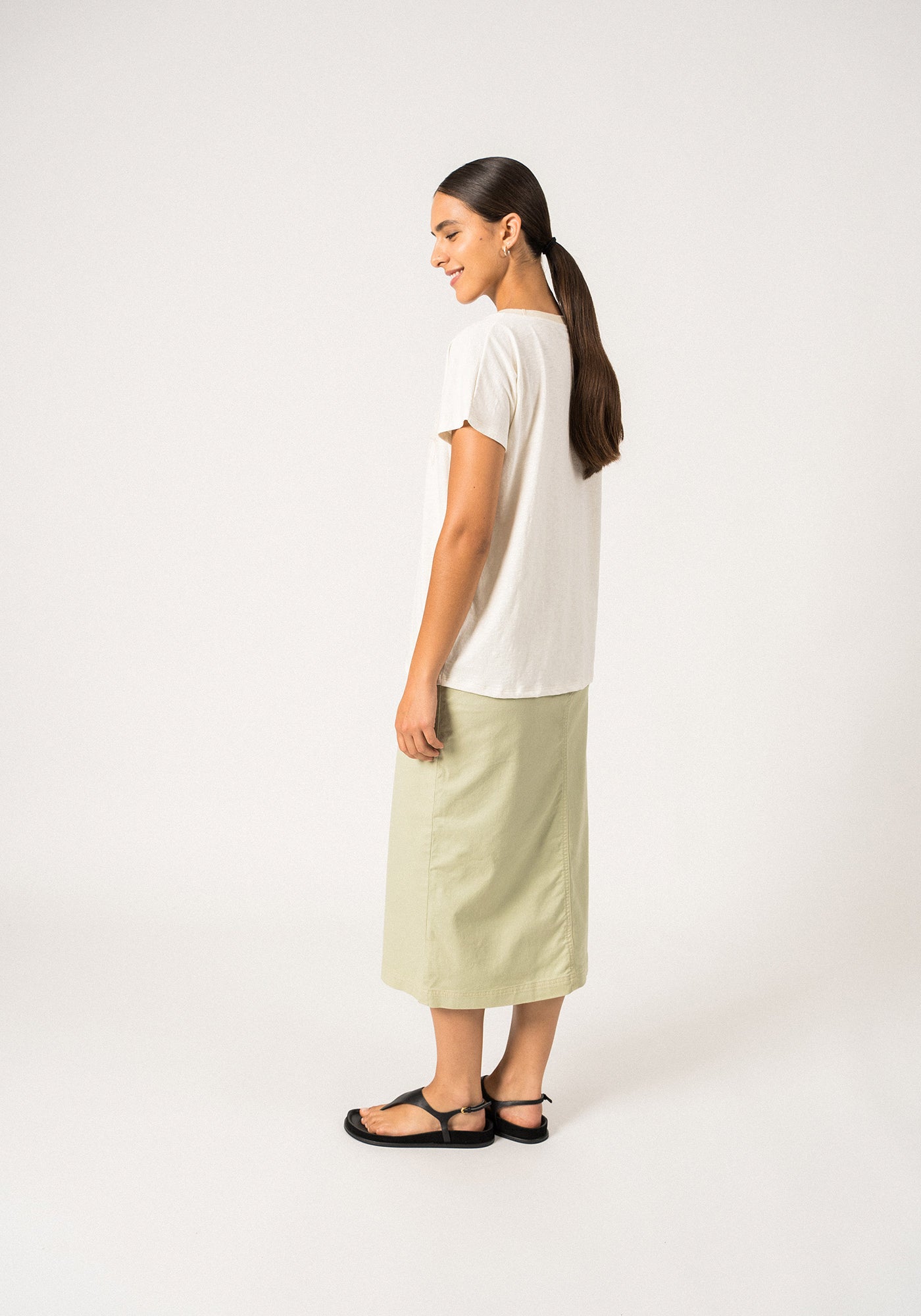 Melie Pima Cotton Tee  (IVORY PROMENADE)