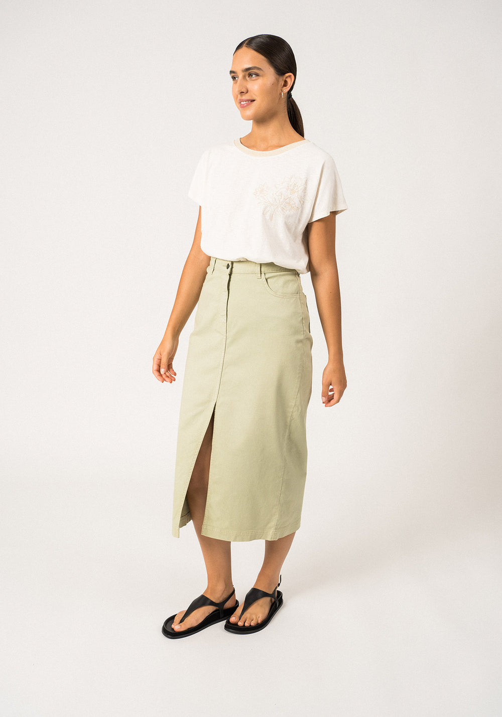Melie Pima Cotton Tee  (IVORY PROMENADE)