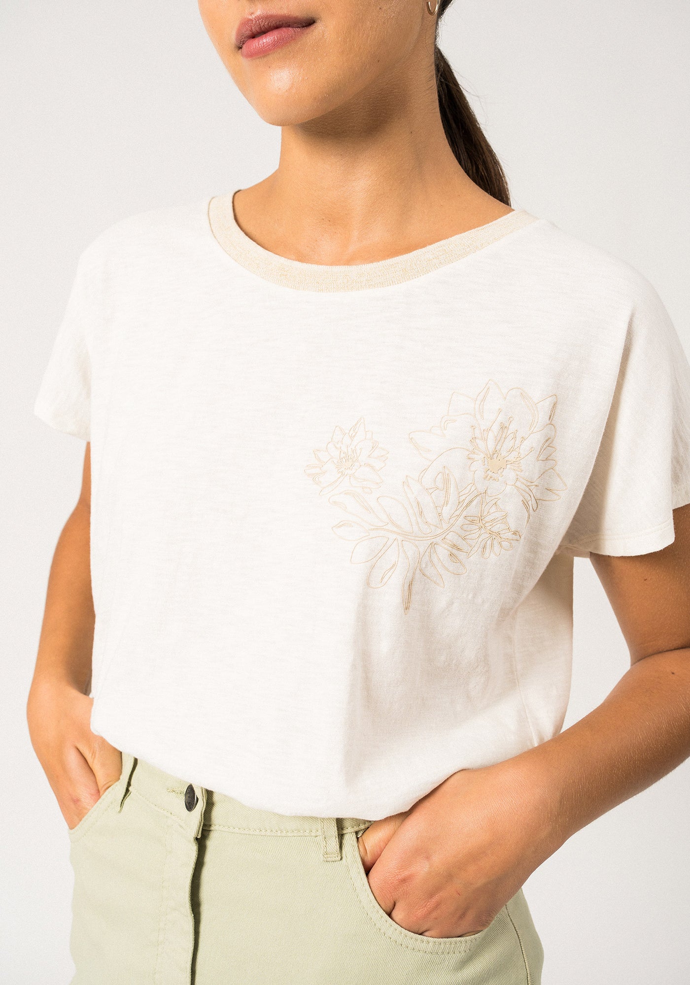 Melie Pima Cotton Tee  (IVORY PROMENADE)