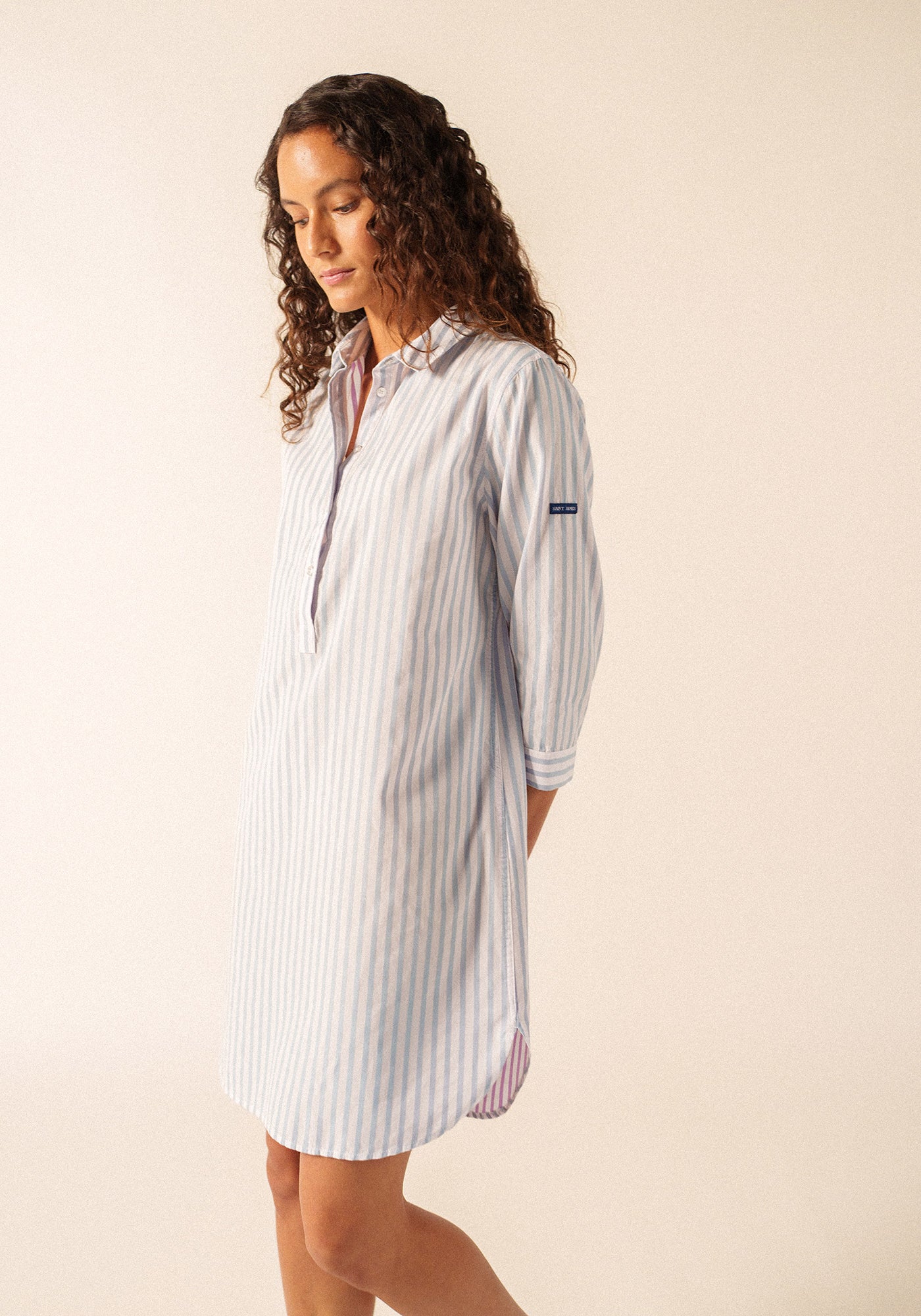 Benedicte II Pinstriped Shirt Dress (SKYLIGHT BLUE / WHITE / TEA ROSE PINK)