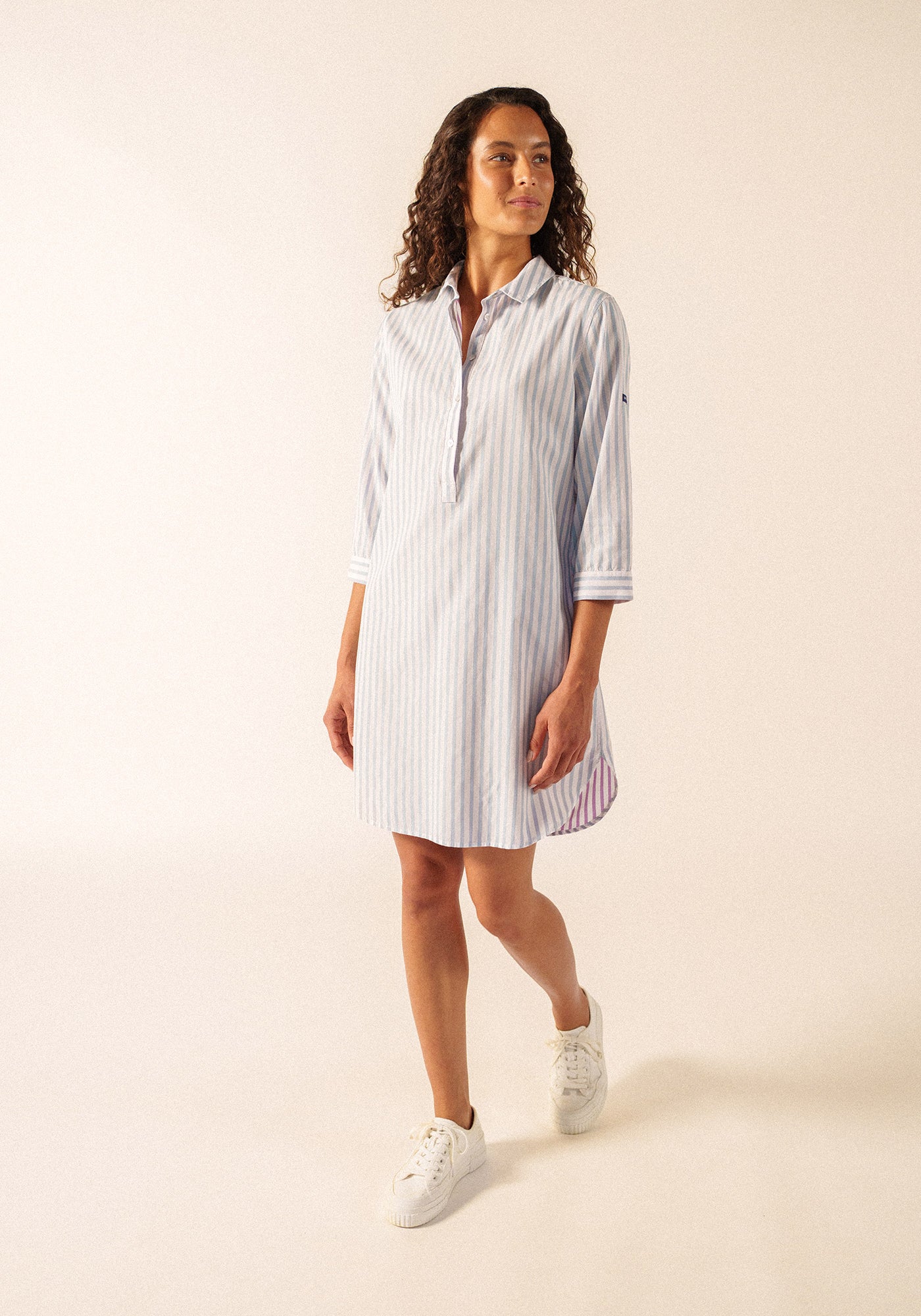 Benedicte II Pinstriped Shirt Dress (SKYLIGHT BLUE / WHITE / TEA ROSE PINK)