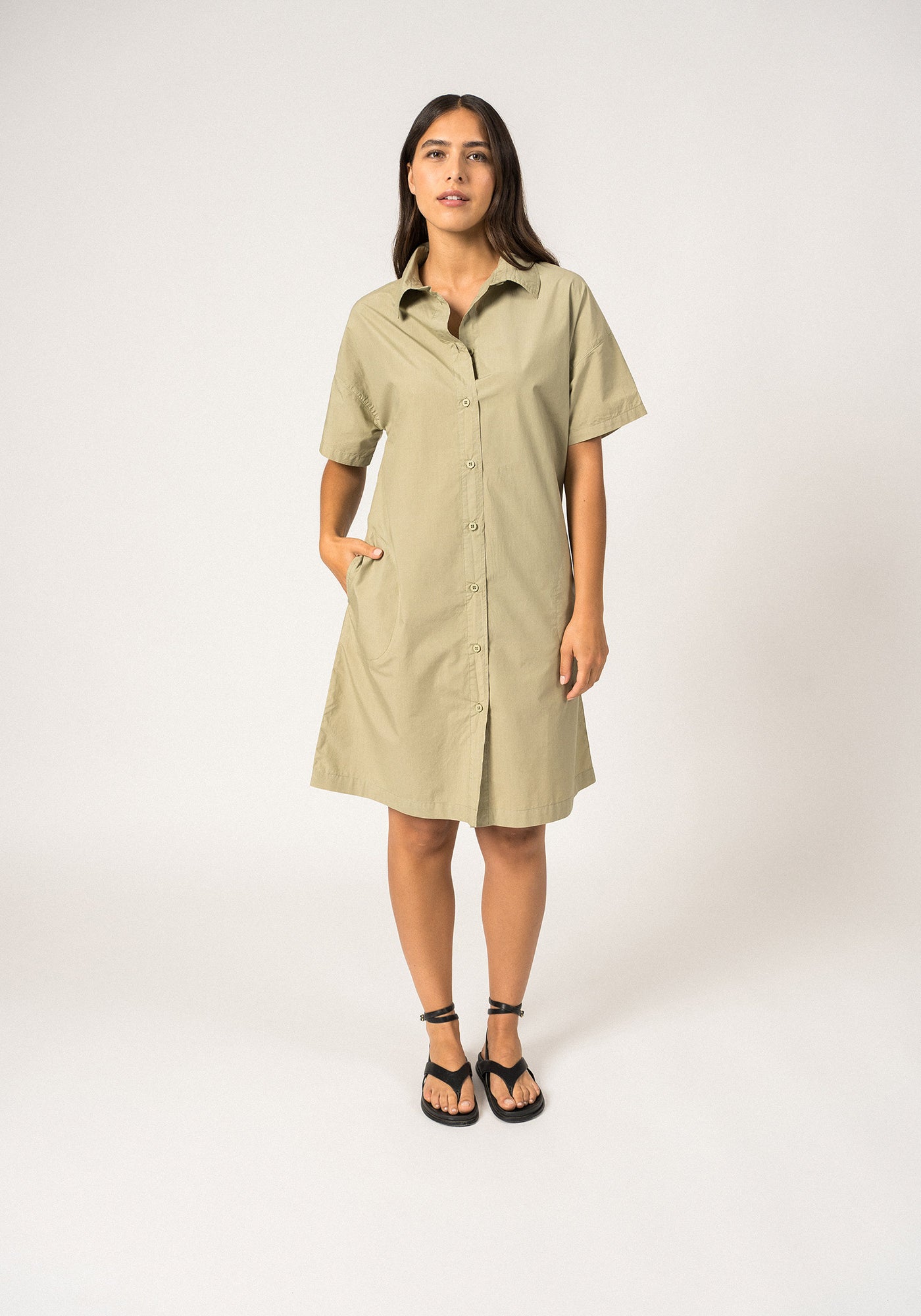 Coralie Shirt Dress (SOFT ALMOND)