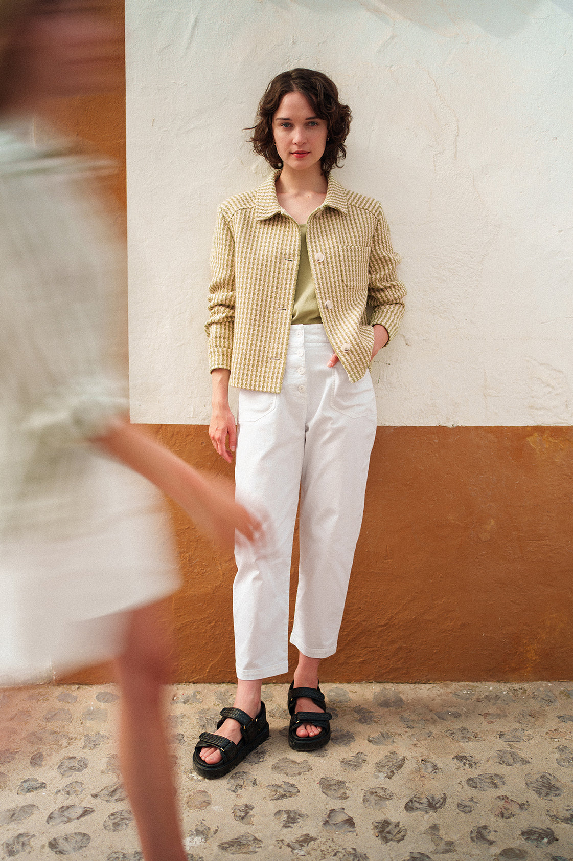 ST ENOLA Tweed Jacket (IVORY / SOFT ALMOND) • Saint James USA