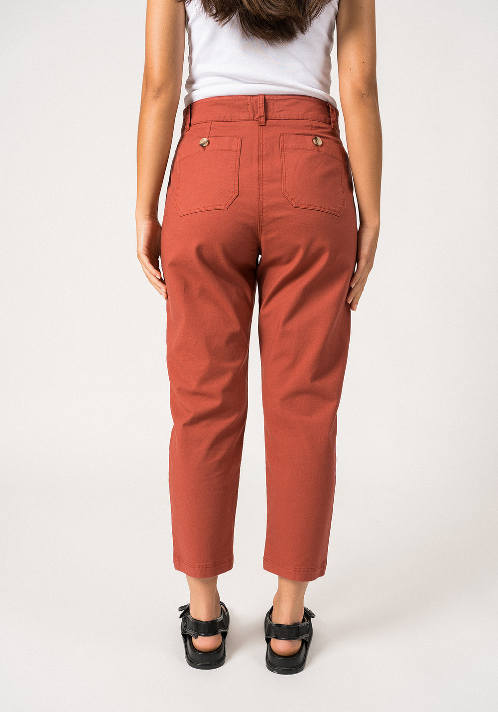 SALOME - High-Waisted Mom-Fit Pants (TERRACOTTA)