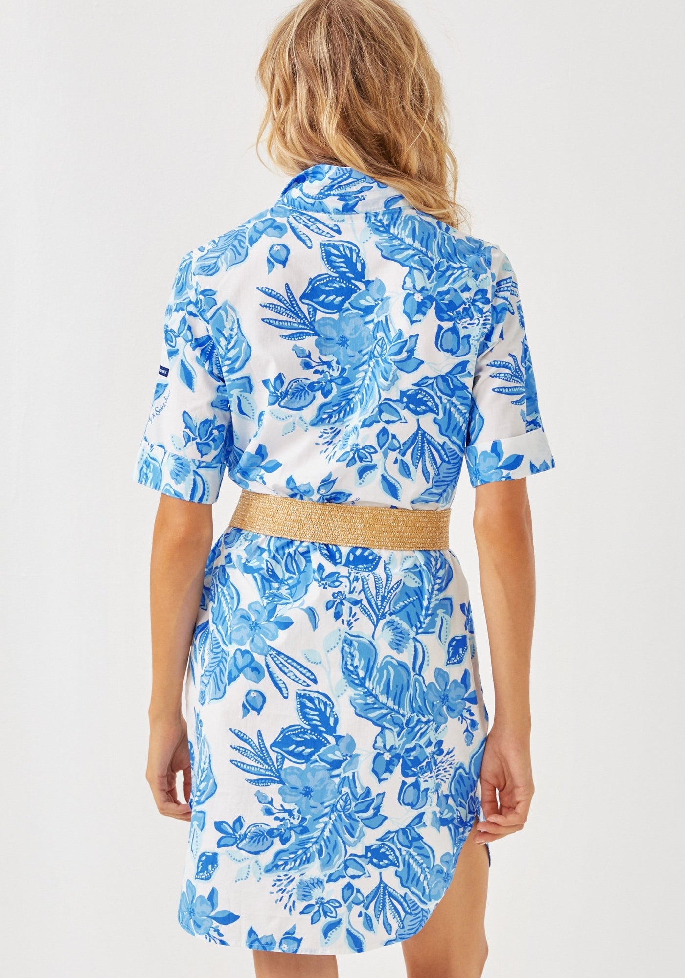 Lilly Pulitzer x LEONIE - Pinstriped Shirt Dress with Exclusive Lilly Print (SOLEIL AZUR BLUE)