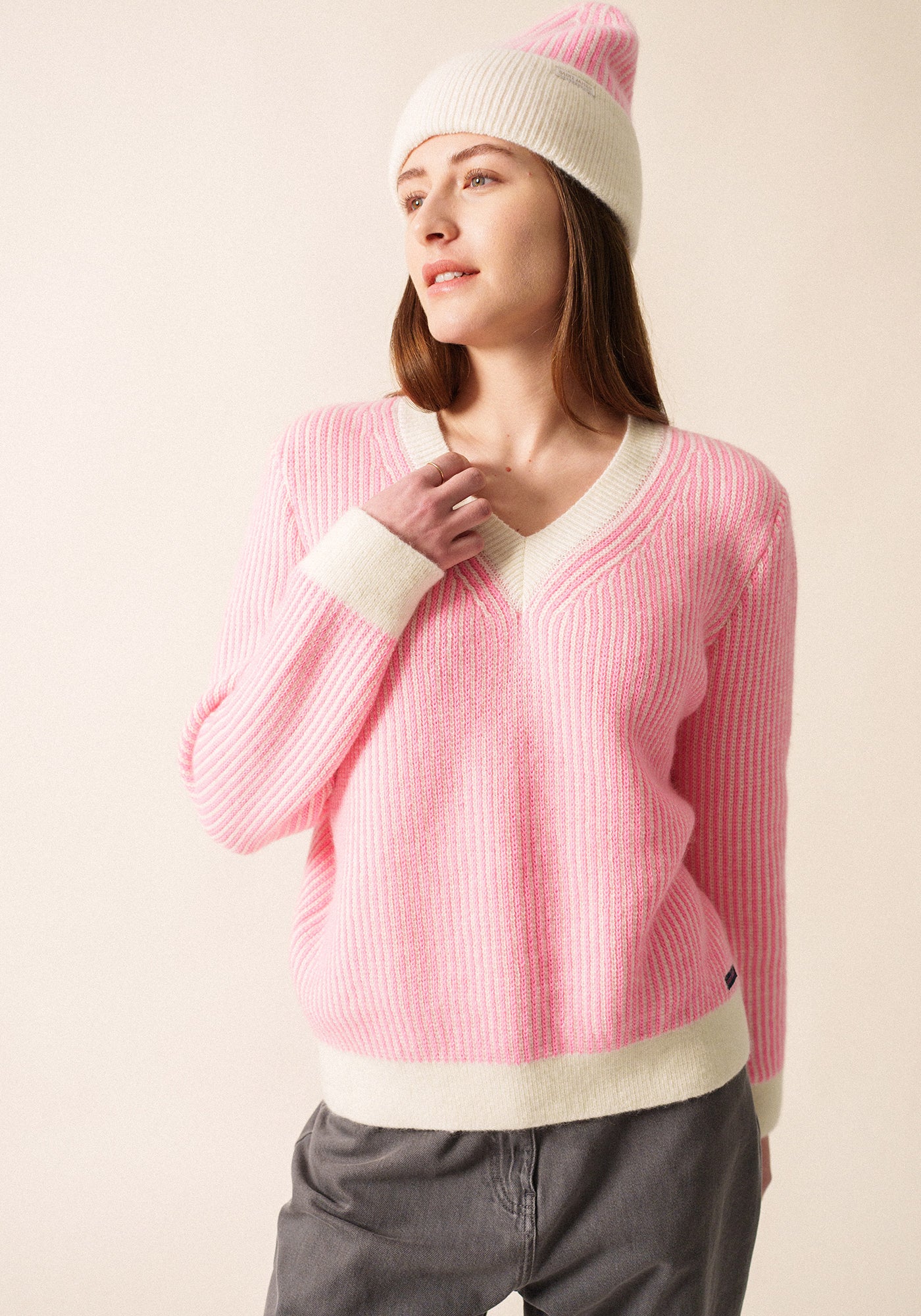 Courchevel Mohair Sweater (WINTER WHITE / BRIGHT PINK)