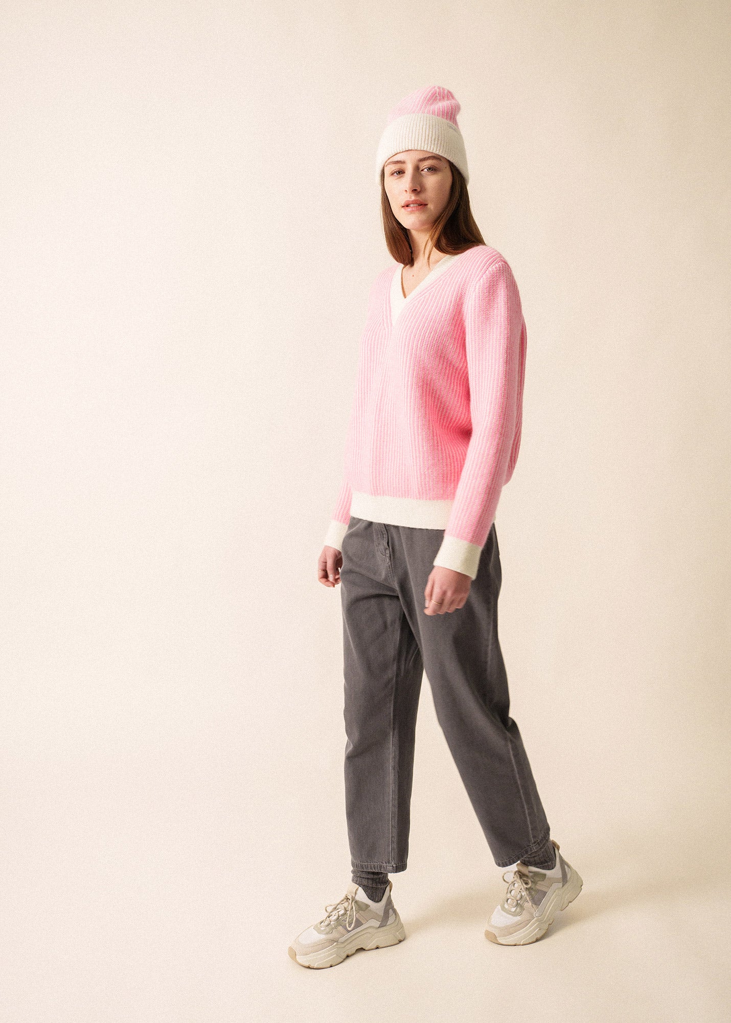 Women's Striped Mohair Sweater (White/Pink) | Saint James® • Saint
