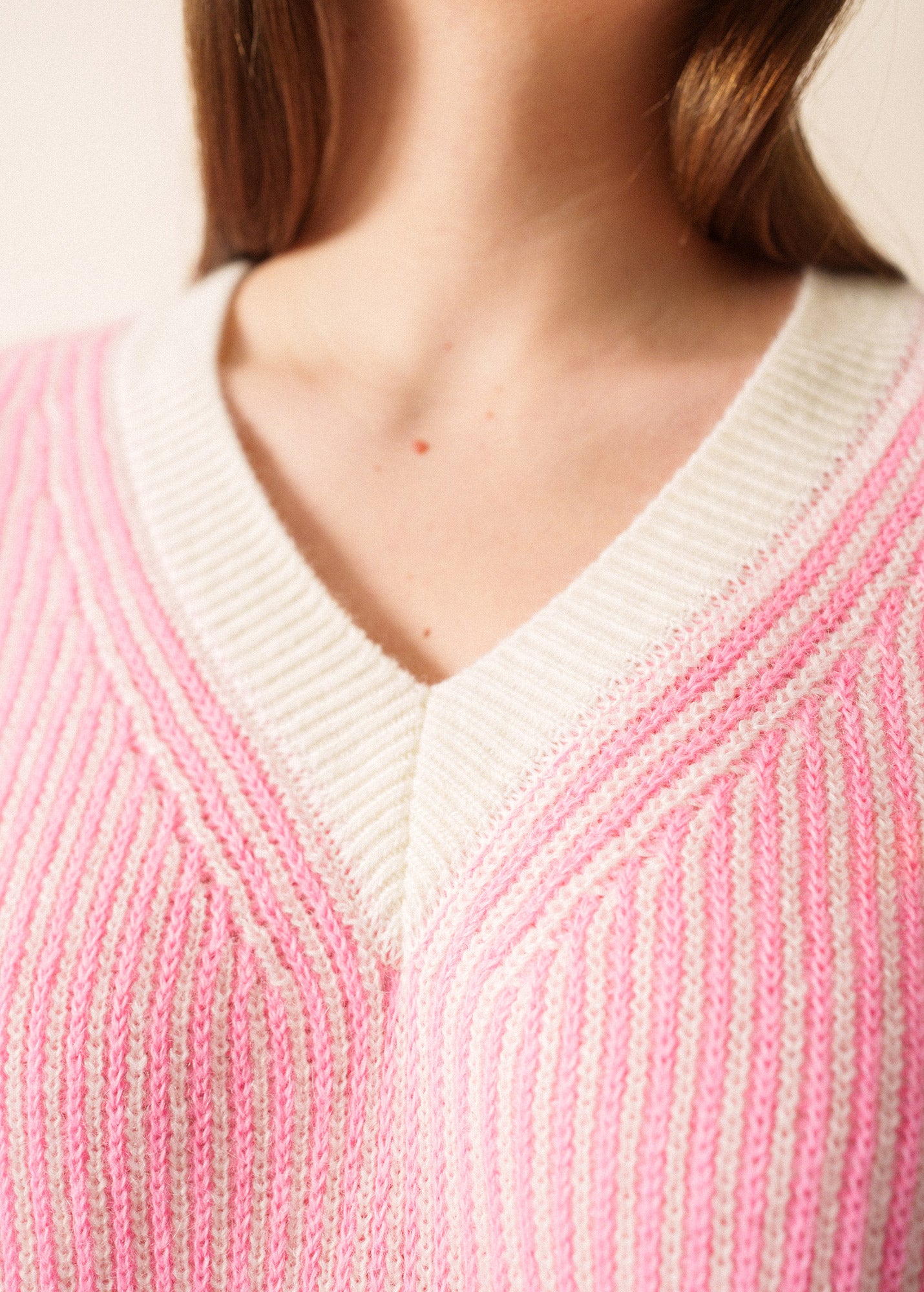 Women's Striped Mohair Sweater (White/Pink) | Saint James® • Saint