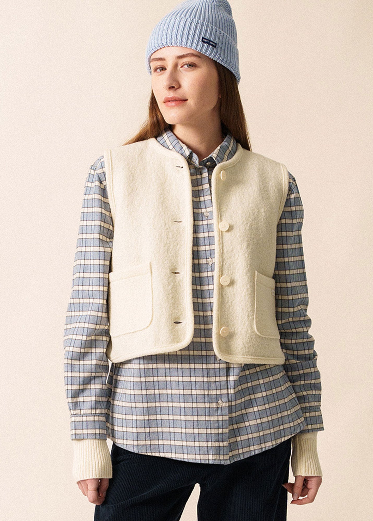 Women's White Wool Buttoned Vest | Saint James® • Saint James USA