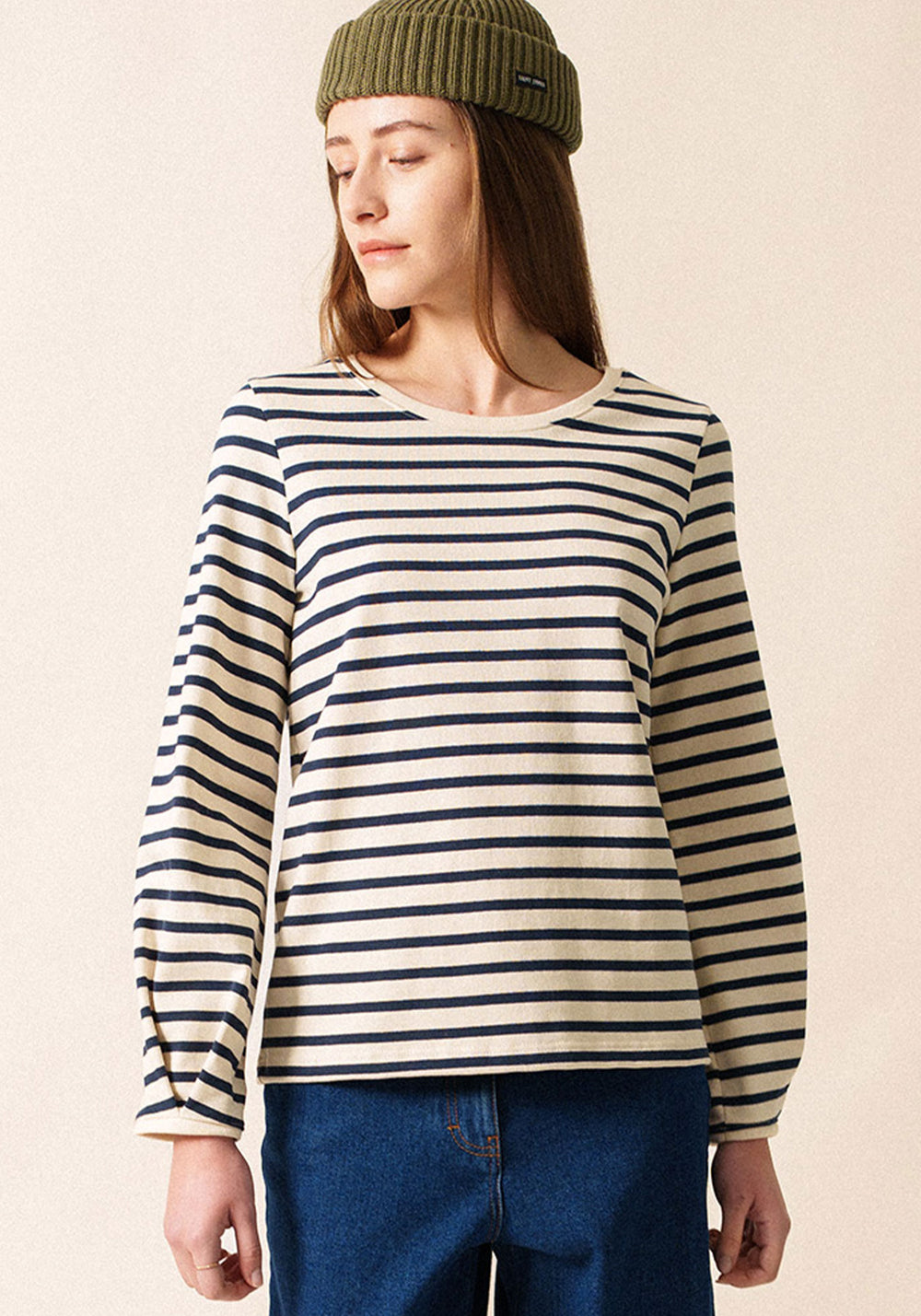 Yvoire Striped Top (ECRU / NAVY)