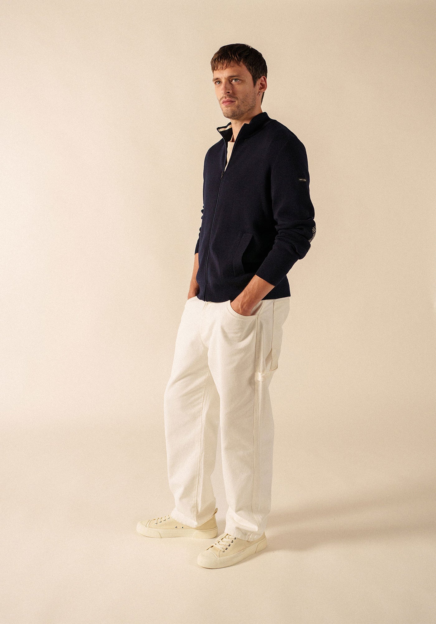 Equipage Zip-Up Cardigan  (NAVY)