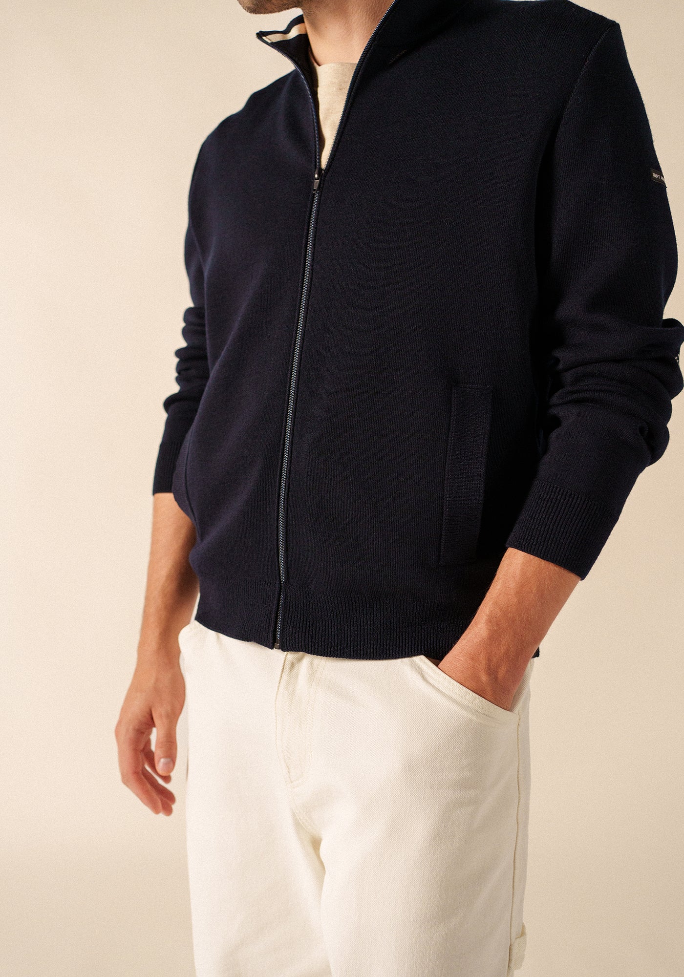 Equipage Zip-Up Cardigan  (NAVY)